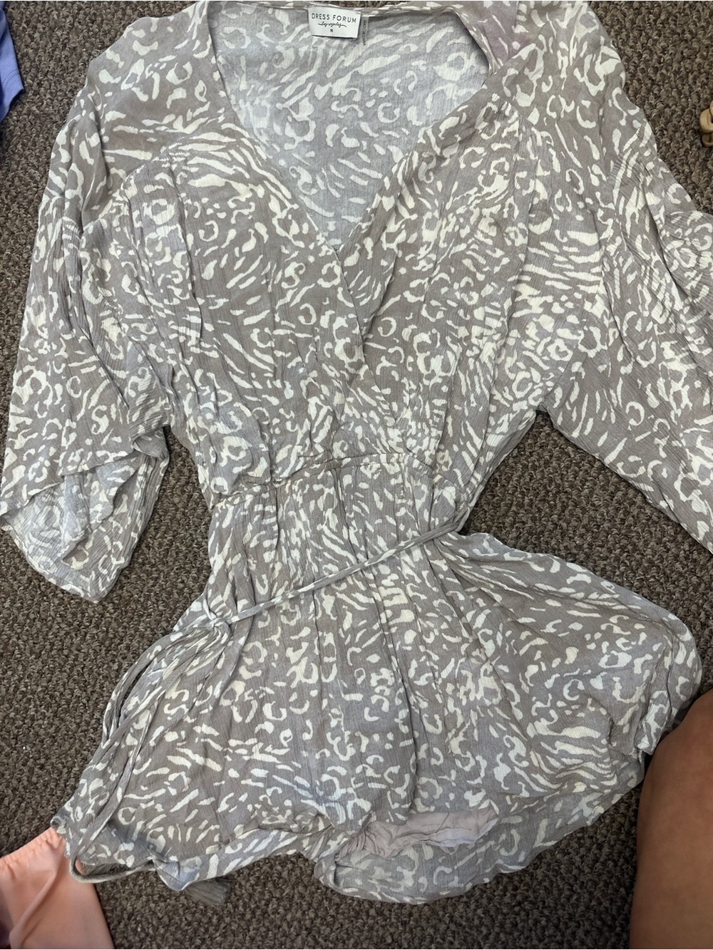 Dress Forum Taupe and White Animal Print Wrap Top